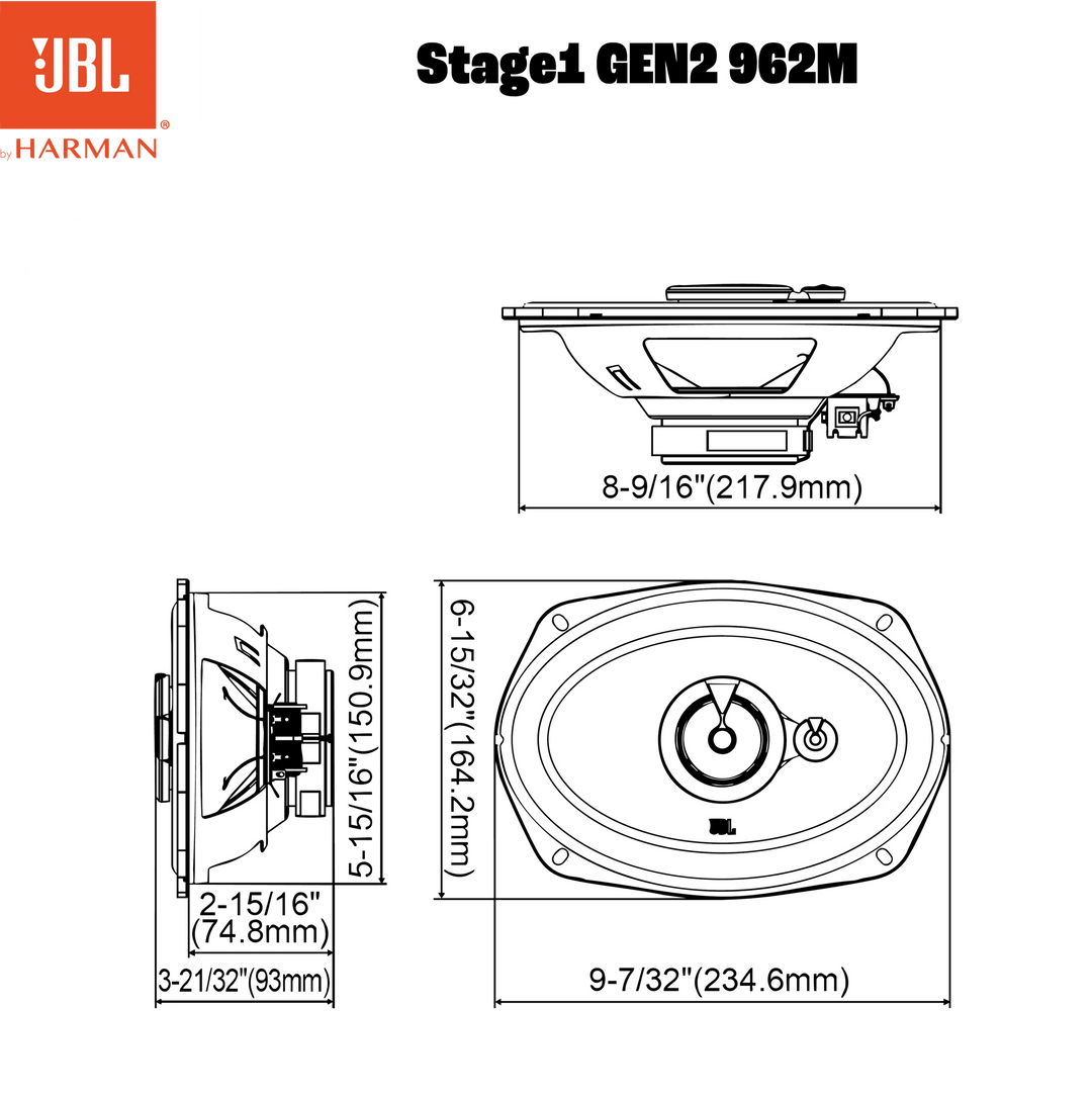 Altavoces de coche JBL Stage1 Gen2 962M de 6x9", 3 vías