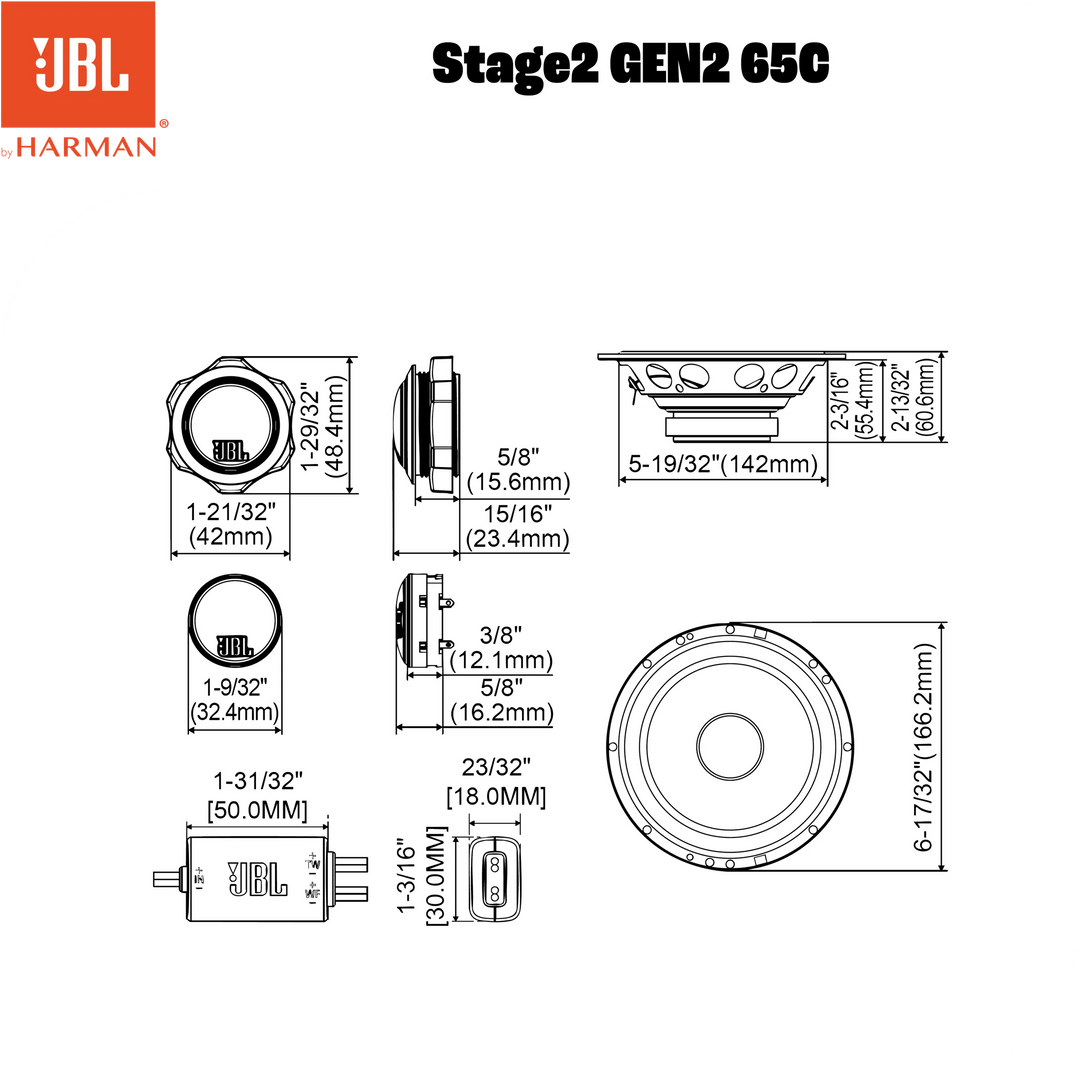 Kit de componentes JBL Stage2 Gen2 65C de 6,5"