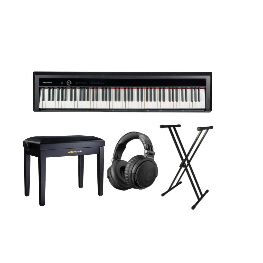 Grooveland P450 Piano digital (Negro) – Paquete completo