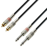 Adapter Cable 2 x RCA Phono Male to 2 x 6.3mm Jack Mono