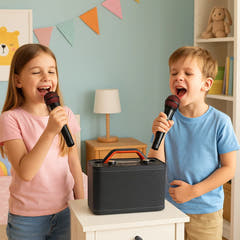 Sistema de karaoke con 2 micrófonos (Negro)