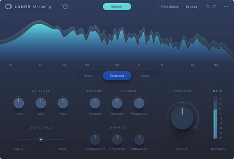 Plugin de masterización LANDR PRO