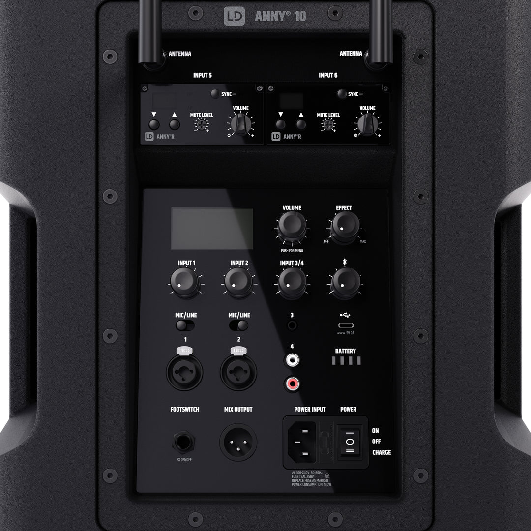 LD Systems ANNY® 10 BPH 2 B5 - Sistema PA portátil 10" a batería con Bluetooth® y mixer, y 2x micrófonos de diadema (incl. bodypacks)