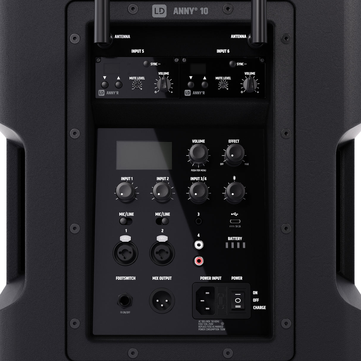 LD Systems ANNY® 10 HBH 2 B5 - 10" sistema PA portátil a batería con Bluetooth® con mixer, 1x micrófono inalámbrico de mano y 1x micrófono de diadema (incl. bodypack)