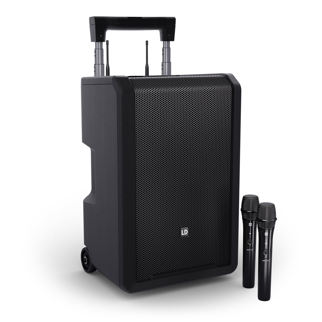 LD Systems ANNY® 10 HHD 2 B5 - Sistema PA Bluetooth® portátil a batería de 10" con mezclador y 2 micrófonos de mano inalámbricos