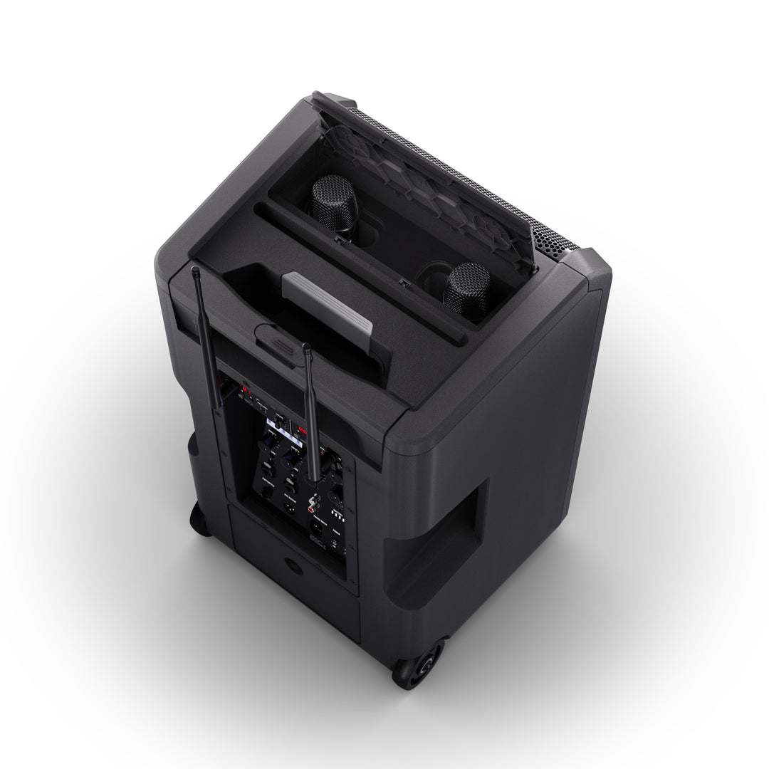 LD Systems ANNY® 10 HHD 2 B5 - Sistema PA Bluetooth® portátil a batería de 10" con mezclador y 2 micrófonos de mano inalámbricos