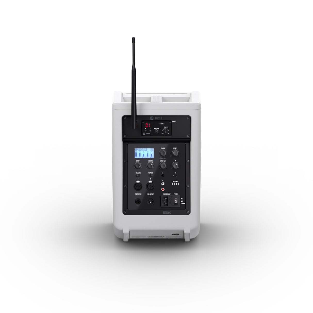 LD Systems ANNY® 8 BPH B5 W - Altavoz PA Bluetooth® portátil a batería con mixer y 1x micrófono de diadema (incl. bodypack), Puro White