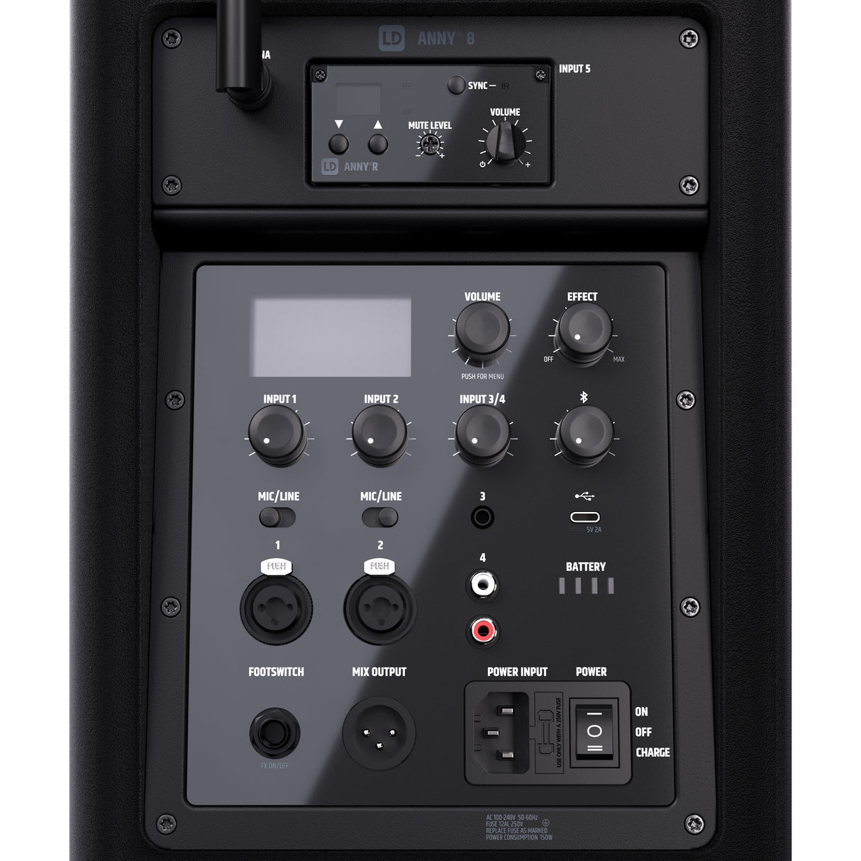 LD Systems ANNY® 8 BPH B5 - Altavoz PA portátil a batería con Bluetooth® con mixer y 1x micrófono de diadema (incl. bodypack), Black de escenario