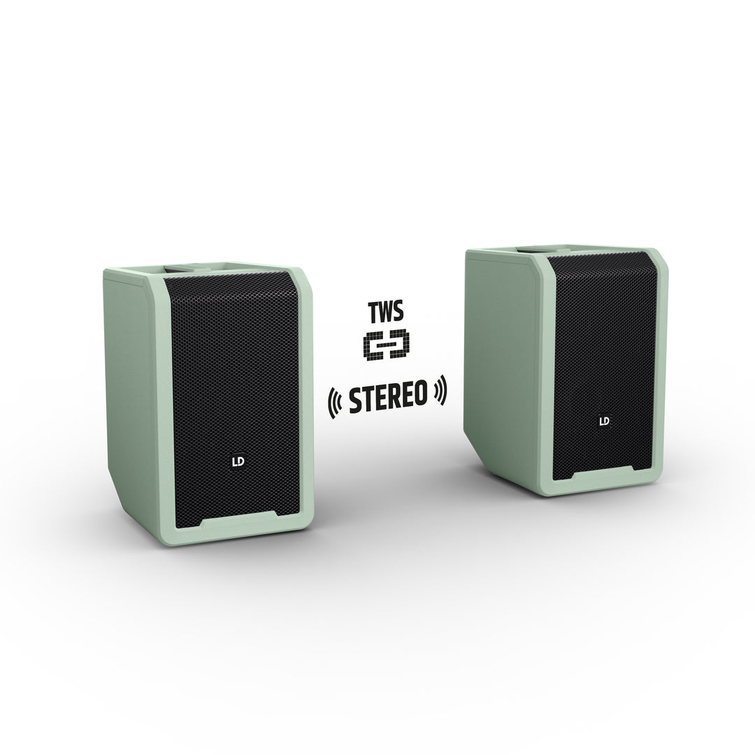 LD Systems ANNY® 8 BPH B6 GN - Altavoz PA Bluetooth® portátil a batería con mixer y 1x micrófono de diadema (incl. bodypack), Verde aventura