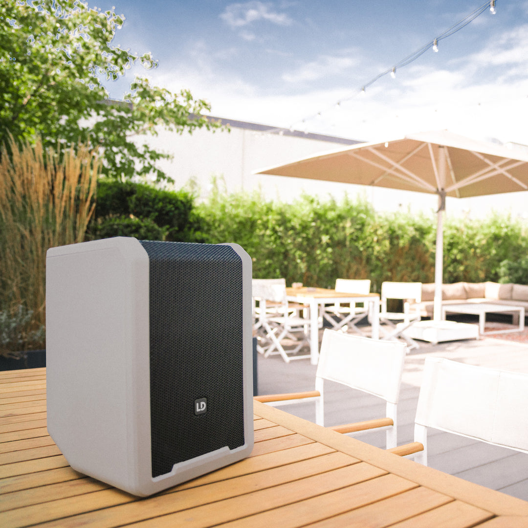 LD Systems ANNY® 8 BPH B8 G - Altavoz PA Bluetooth® portátil a batería con mixer y 1x micrófono de diadema (incl. bodypack), Gris urbano