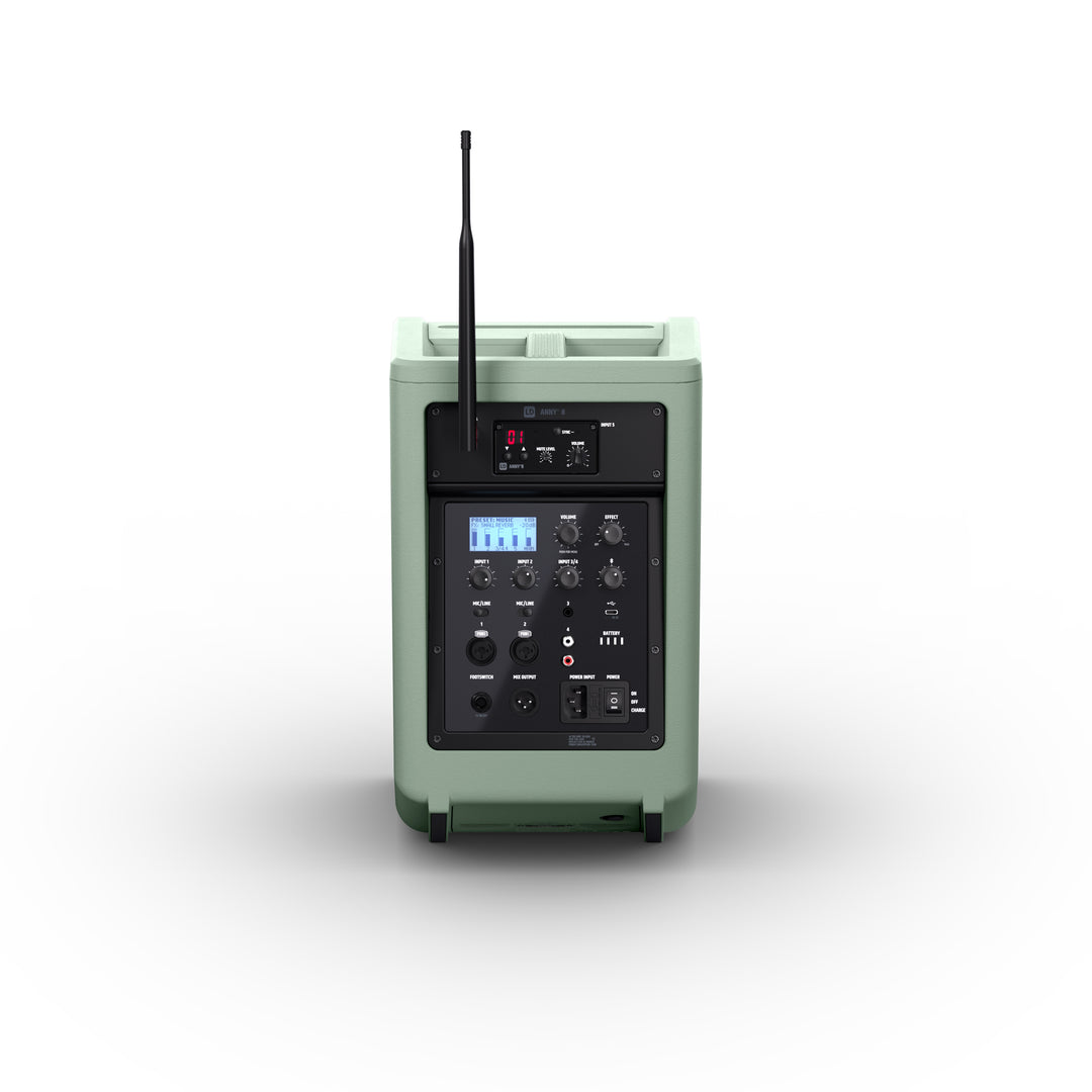 LD Systems ANNY® 8 HHD B5 GN - Altavoz PA portátil a batería con Bluetooth® con mixer y 1x micrófono inalámbrico de mano, verde aventura