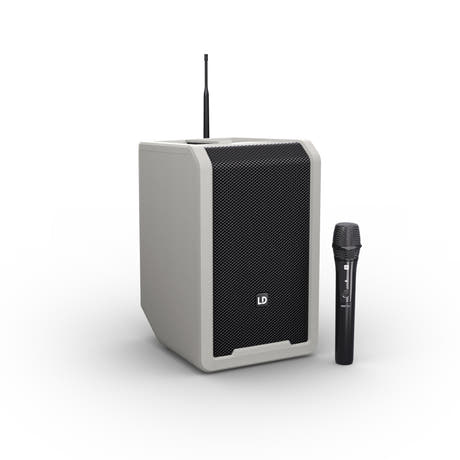 LD Systems ANNY® 8 HHD B5 G - Altavoz PA portátil a batería con Bluetooth® con mixer y 1x micrófono inalámbrico de mano, gris urbano