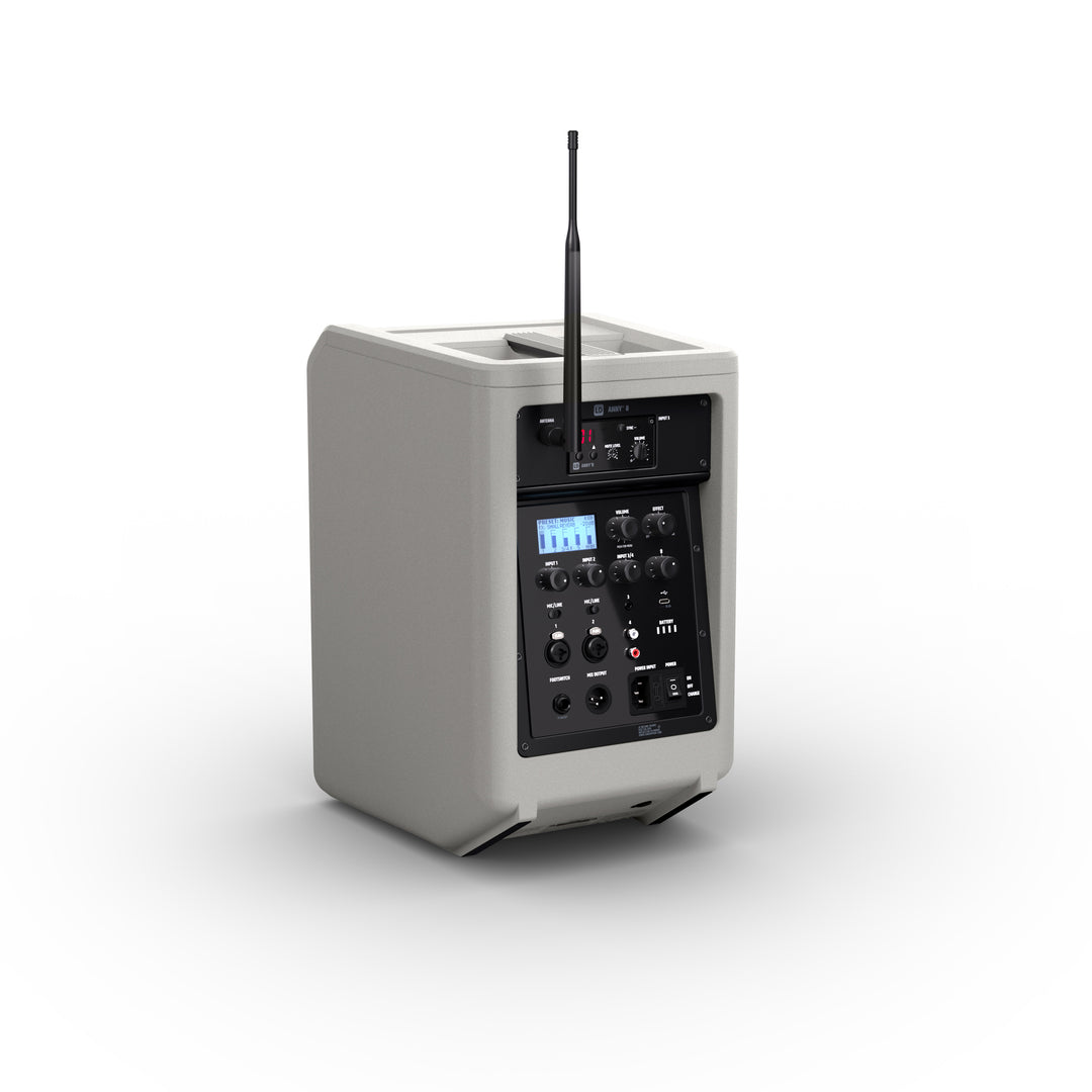 LD Systems ANNY® 8 HHD B5 G - Altavoz PA portátil a batería con Bluetooth® con mixer y 1x micrófono inalámbrico de mano, gris urbano