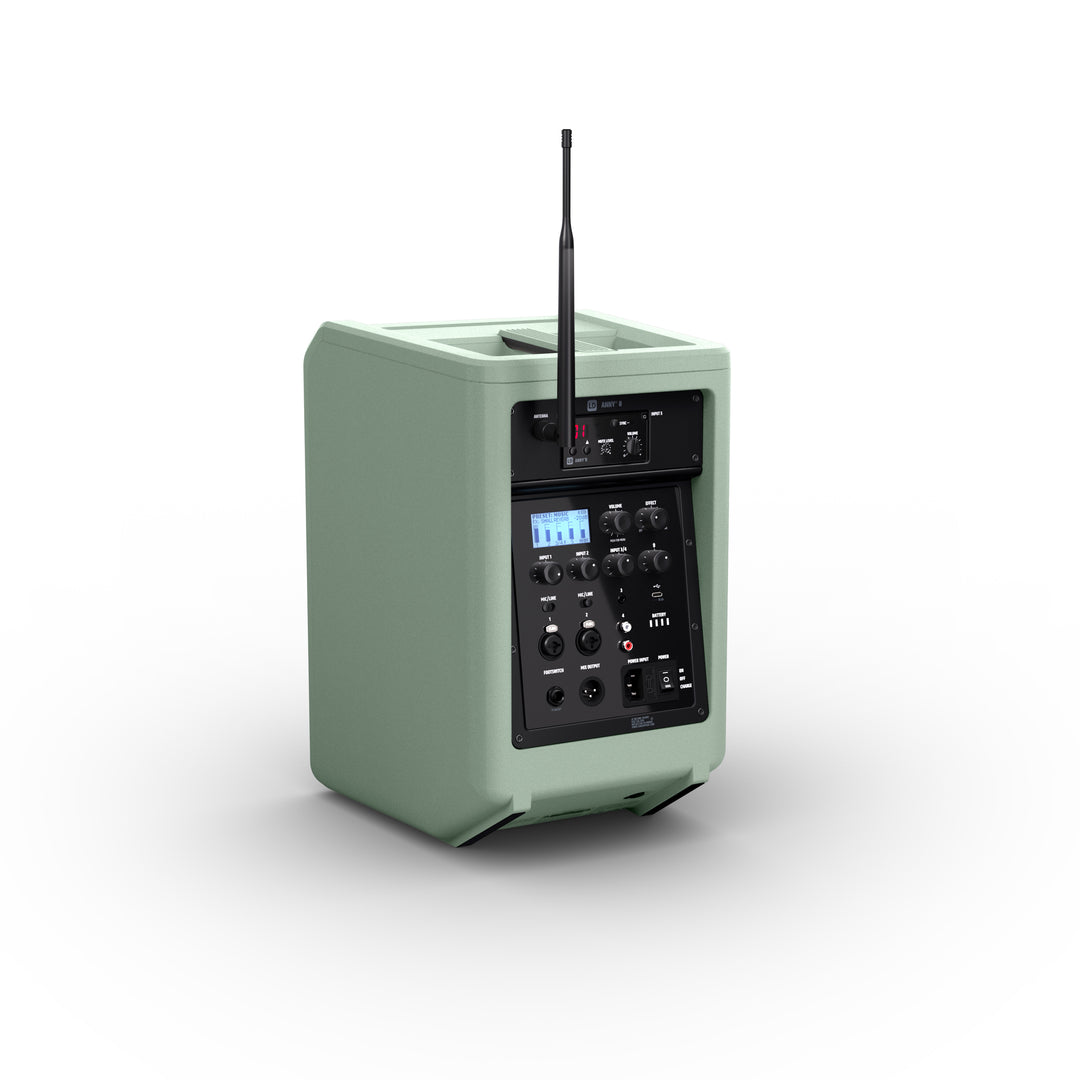 LD Systems ANNY® 8 HHD B6 GN - Altavoz PA portátil a batería con Bluetooth® con mixer y 1x micrófono inalámbrico de mano, verde aventura