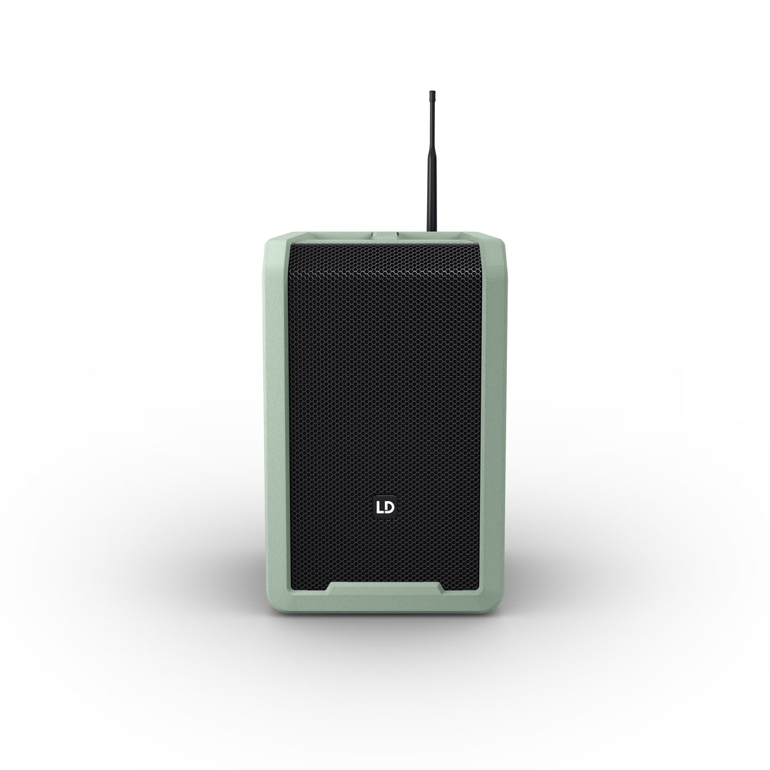 LD Systems ANNY® 8 HHD B6 GN - Altavoz PA portátil a batería con Bluetooth® con mixer y 1x micrófono inalámbrico de mano, verde aventura