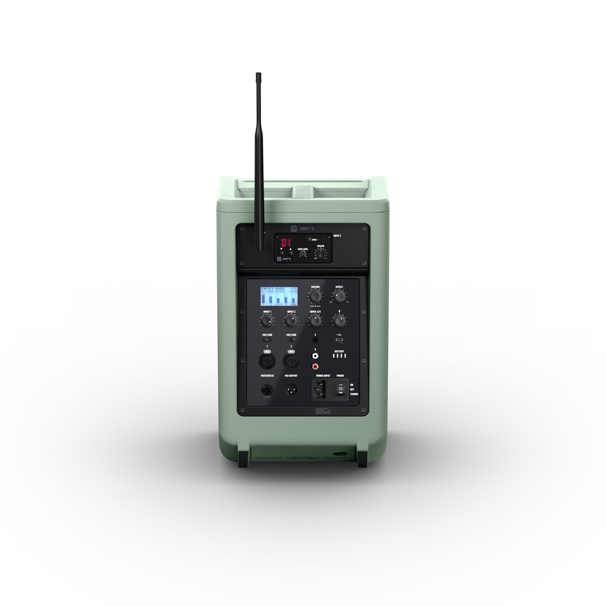 LD Systems ANNY® 8 HHD B6 GN - Altavoz PA portátil a batería con Bluetooth® con mixer y 1x micrófono inalámbrico de mano, verde aventura