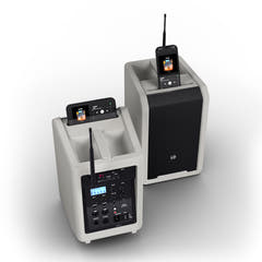 LD Systems ANNY® 8 HHD B6 G - Altavoz PA portátil a batería con Bluetooth® con mixer y 1x micrófono inalámbrico de mano, gris urbano