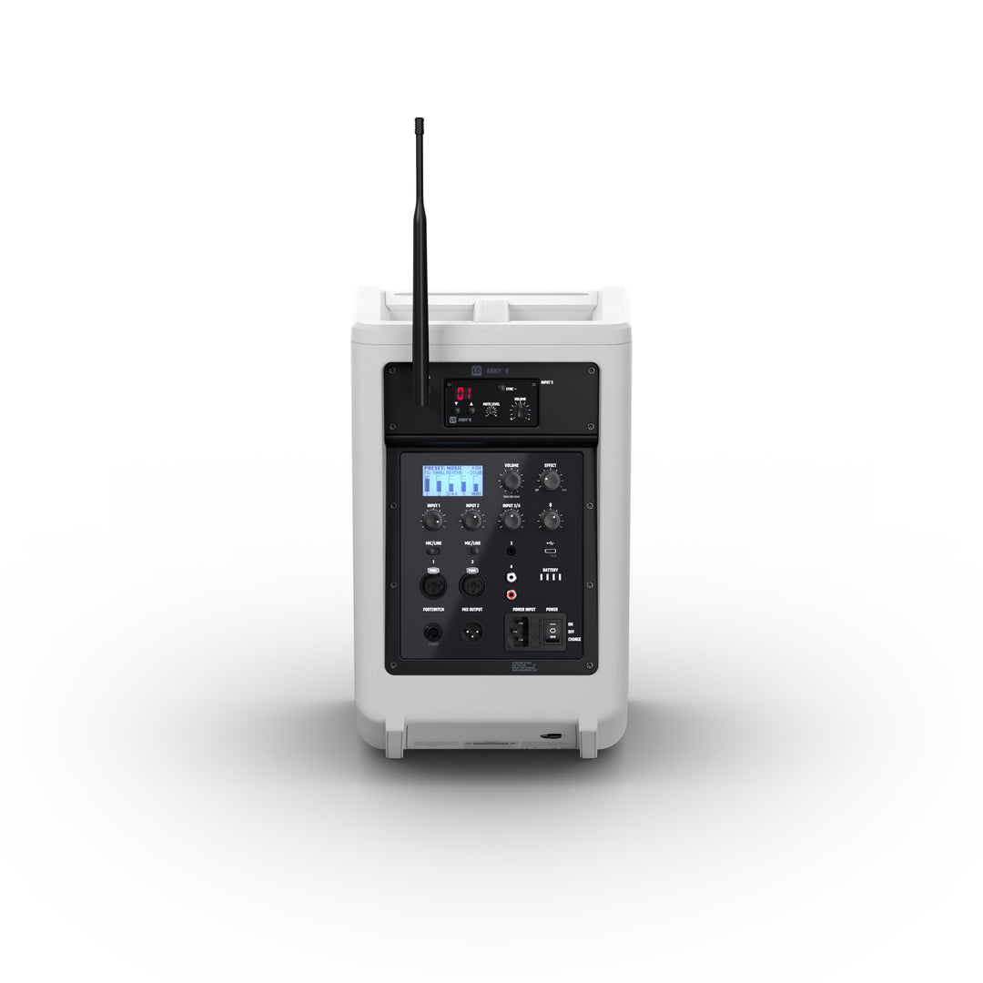 LD Systems ANNY® 8 HHD B6 W - Altavoz PA portátil a batería con Bluetooth® con mixer y 1x micrófono inalámbrico de mano, blanco puro