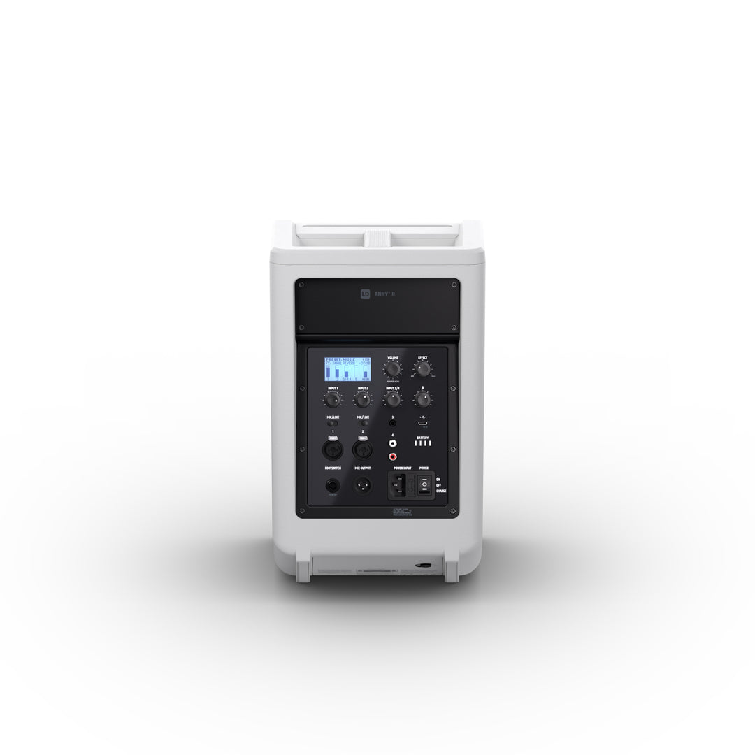 LD Systems ANNY® 8 W - Altavoz PA Bluetooth® portátil con batería con mixer, blanco puro
