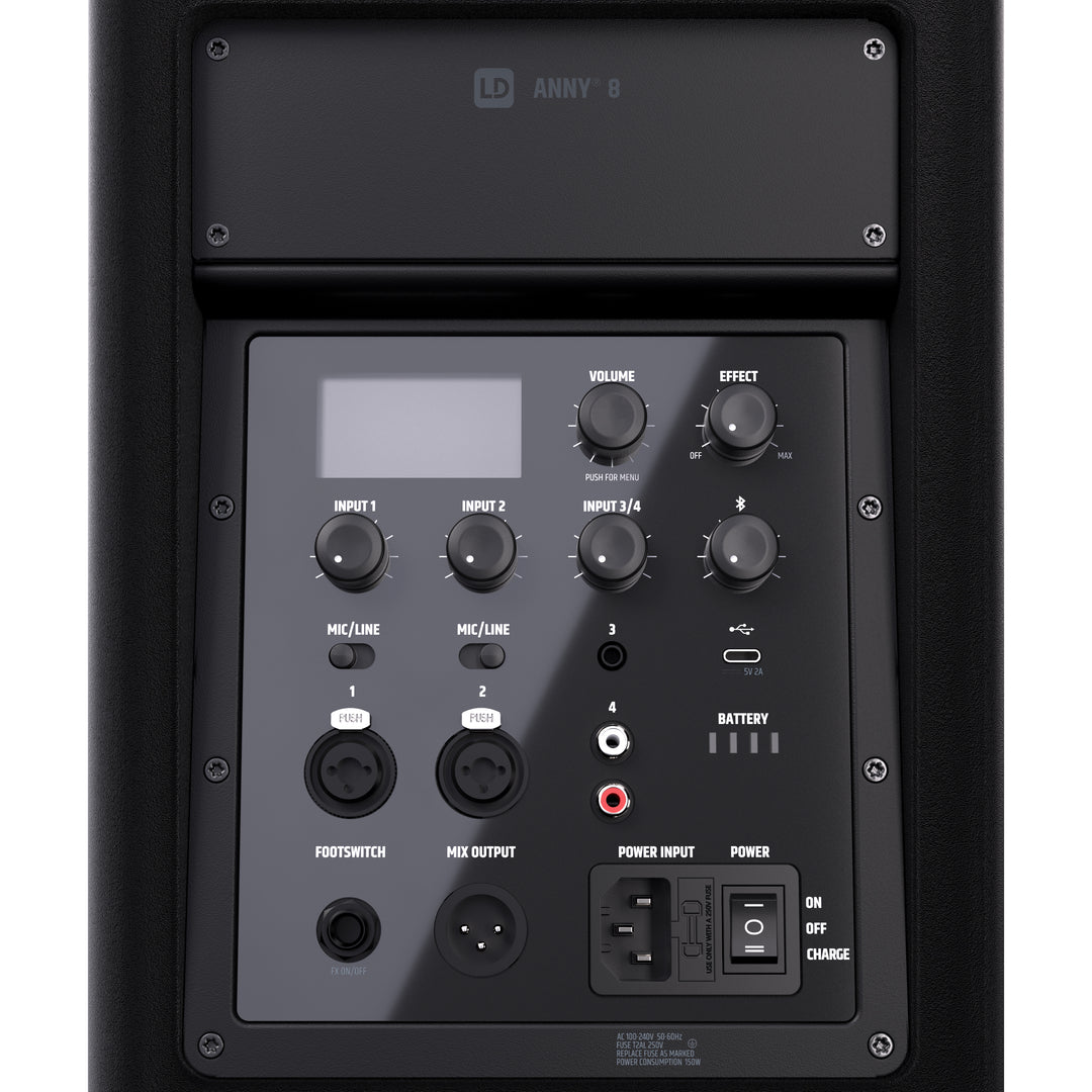 LD Systems ANNY® 8 - Altavoz PA portátil a batería con Bluetooth® y mixer, Black de escenario