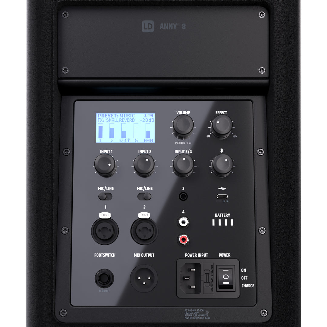 LD Systems ANNY® 8 - Altavoz PA portátil a batería con Bluetooth® y mixer, Black de escenario