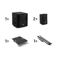 LD Systems DAVE 12 G4X BAG SET - Set de transporte con plataforma con ruedas y funda protectora para DAVE 12 G4X