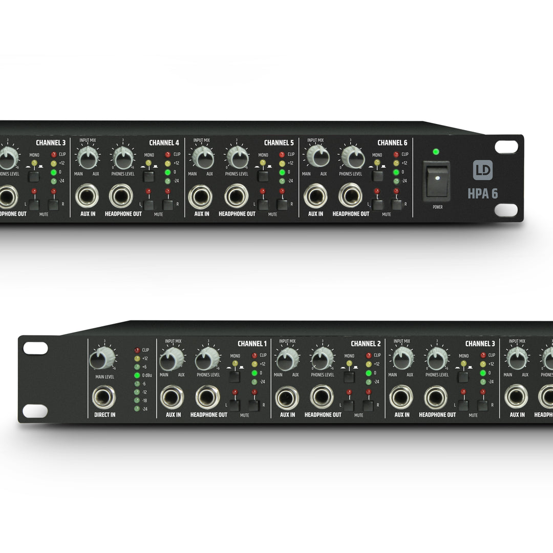 LD Systems HPA 6 - 19" amplificador de auriculares de 6 canales