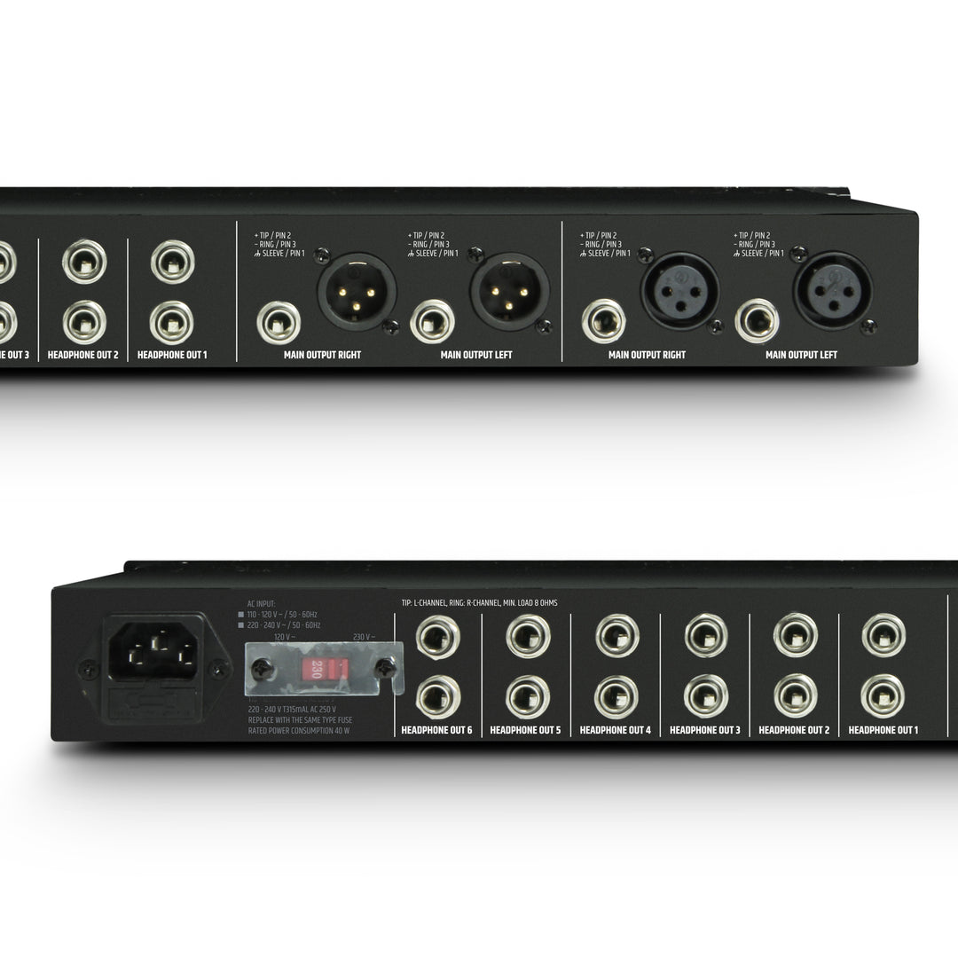 LD Systems HPA 6 - 19" amplificador de auriculares de 6 canales