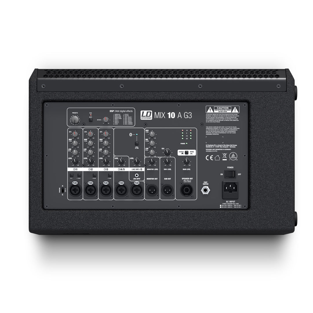 LD Systems MIX 10 A G3 - Altavoz activo de 2 vías con mezclador integrado de 7 canales