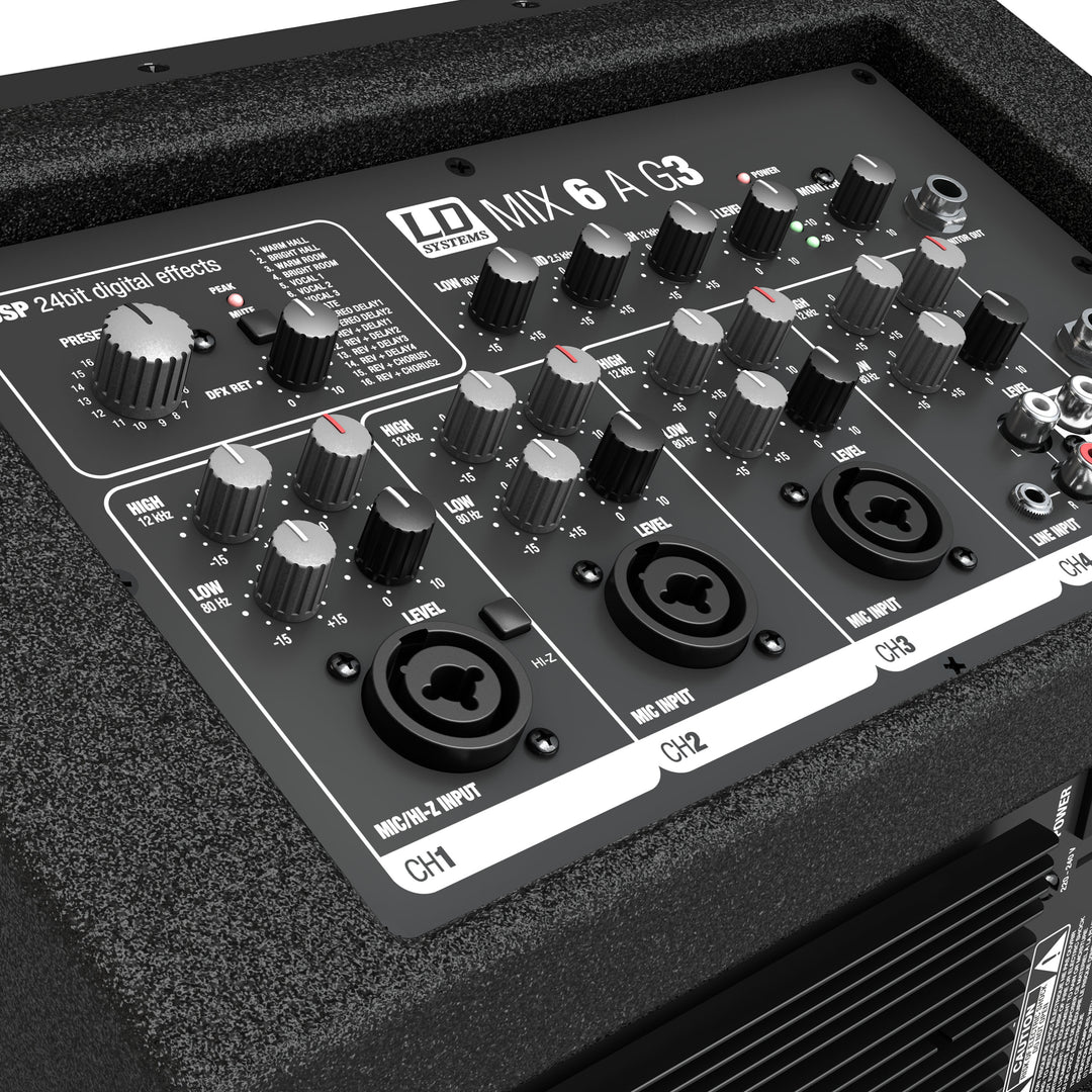 LD Systems MIX 6 A G3 - Altavoz activo de 2 vías con mixer integrado de 4 canales