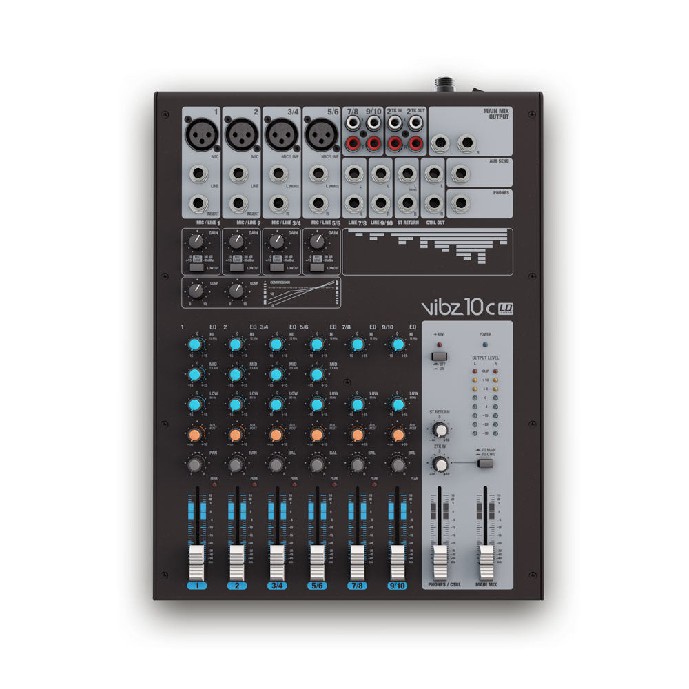 LD Systems VIBZ 10 C – Consola de mezcla de 10 canales con compresor