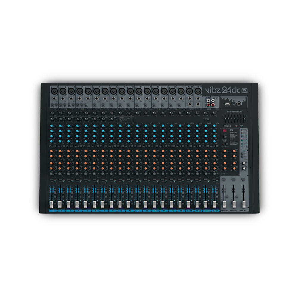 LD Systems VIBZ 24 DC - Consola de mezcla de 24 canales con DFX y compresor