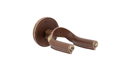 Levys FGHNGR soporte de pared para guitarra, latón y cuero marrón