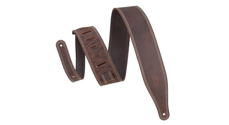 Levys M17BDS correa para guitarras de 2 1/2", de cuero pull-up marrón oscuro