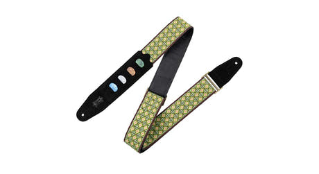 Levys M8HTVPH-25 correa para guitarras de 2" con bolsillos para púas, verde