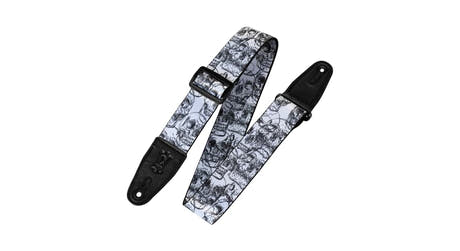 Correa de guitarra Levys MPD2-048 de 2", calaveras en blanco y negro