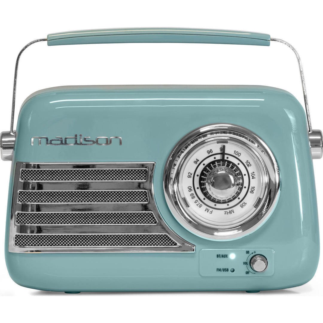 Madison Retro Radio con Bluetooth y FM (Azul)