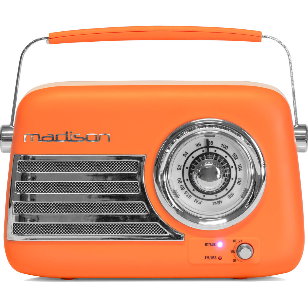 Madison Retro Radio con Bluetooth y FM (Naranja Mate)
