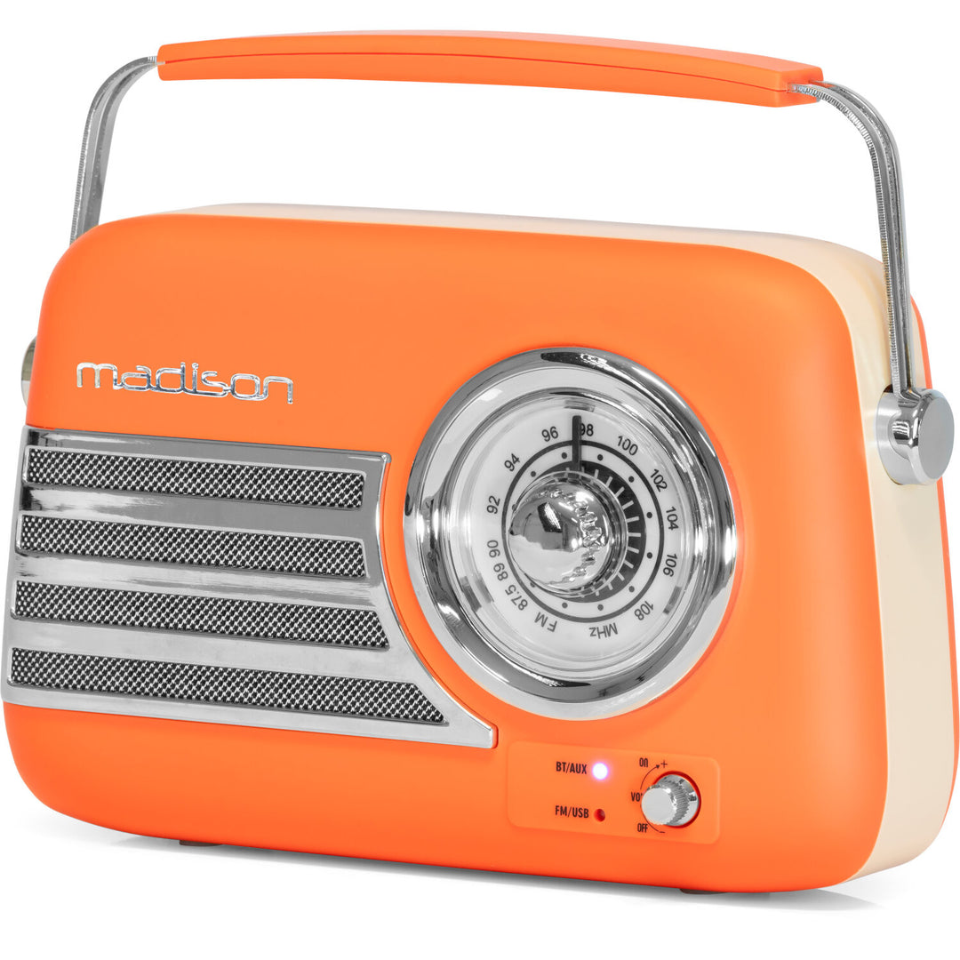 Madison Retro Radio con Bluetooth y FM (Naranja Mate)