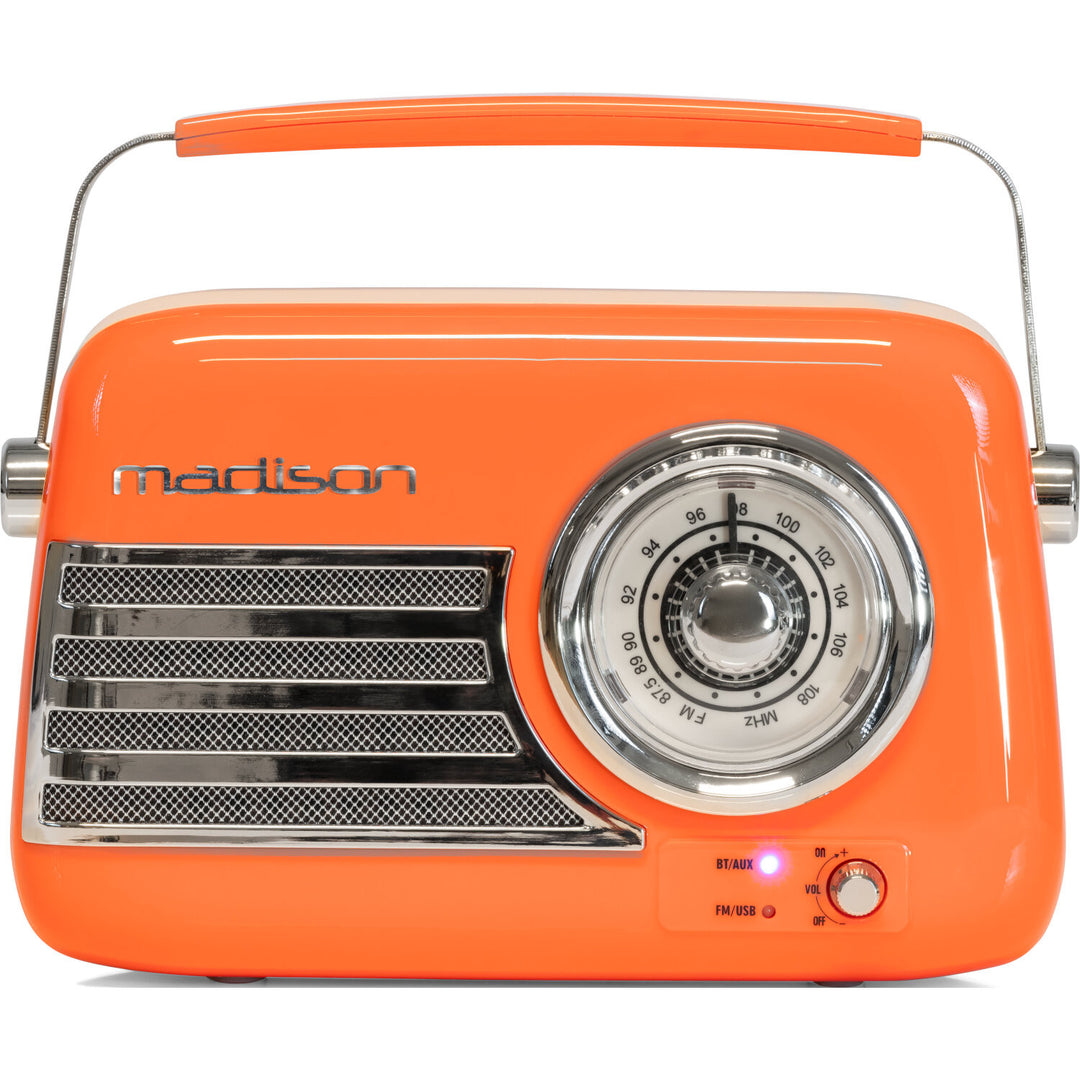 Madison Retro Radio con Bluetooth y FM (Naranja)