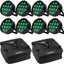 Marconi Polaris 12x12W RGBW Parlampe 8 uds. Paquete c/taske