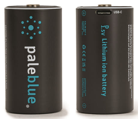 Pale Blue Li-Ion Rechargeable D Battery paquete de 2 pilas D con cable USB-C 2x1