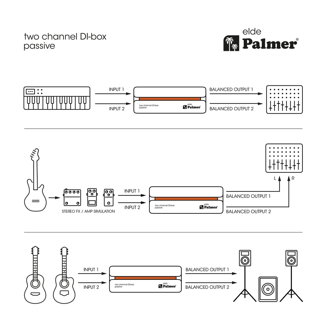 Palmer RIVER Elde - Caja DI pasiva de 2 canales