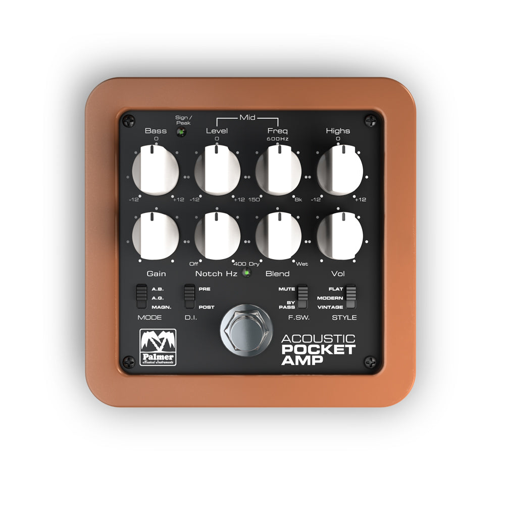Palmer POCKET AMP ACOUSTIC – Preamplificador portátil para instrumentos acústicos de cuerda