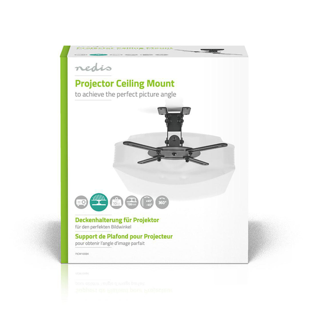Soporte de Techo para Proyector Totalmente Ajustable (Negro, 10kg)