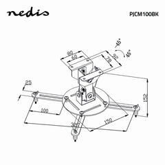 Soporte de Techo para Proyector Totalmente Ajustable (Negro, 10kg)