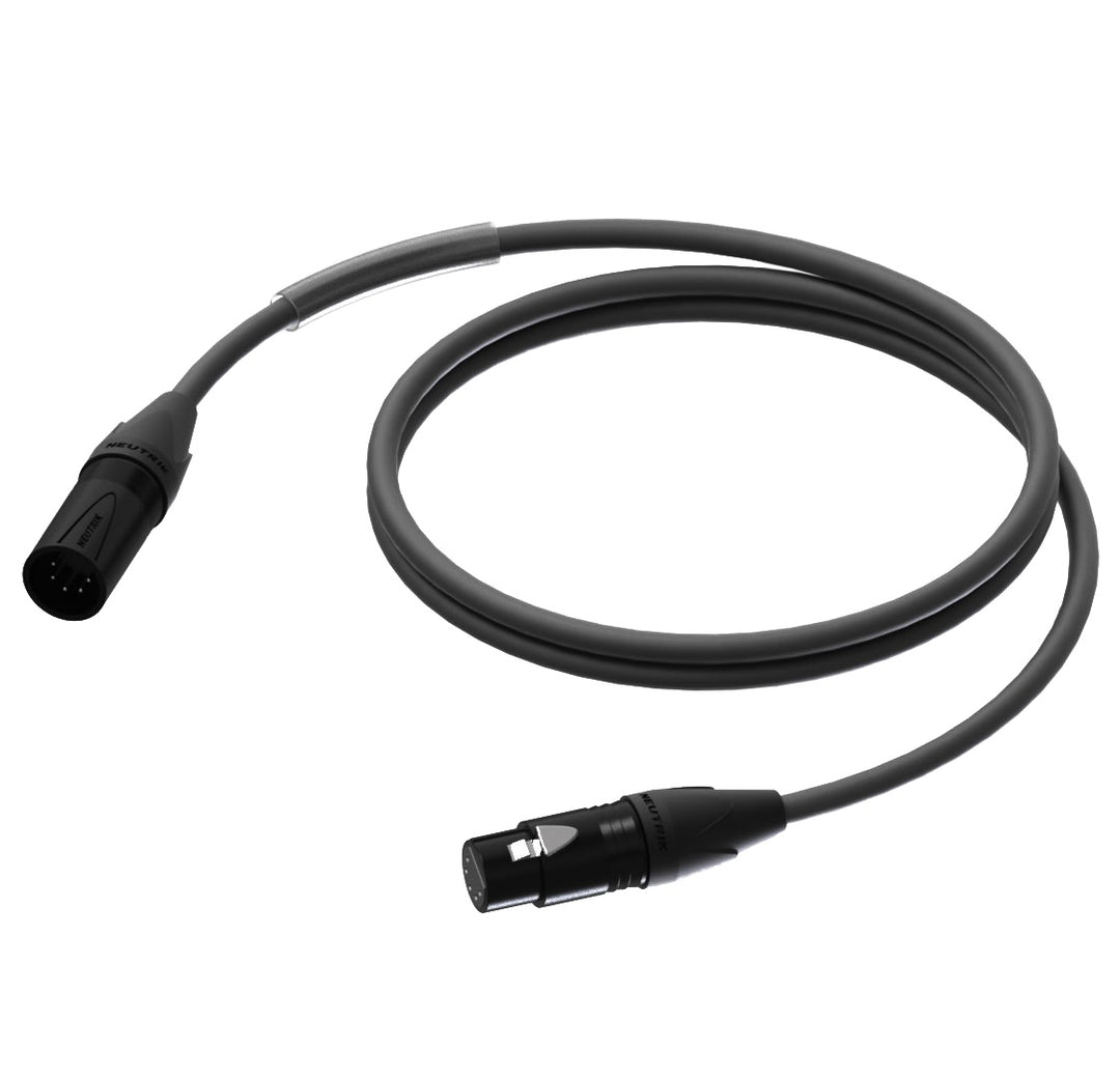 ProCab DMX/AES XLR macho-hembra de 5 polos m/negro Neutrik - 0,5 m