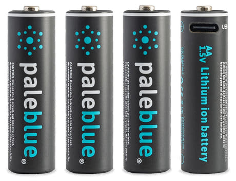 Batería recargable AA Li-Ion Pale Blue Pack de 4 AA con cable de carga USB-C 4x1