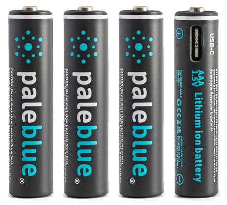 Batería recargable AAA Li-Ion Pale Blue Pack de 4 AAA con cable de carga USB-C 4x1