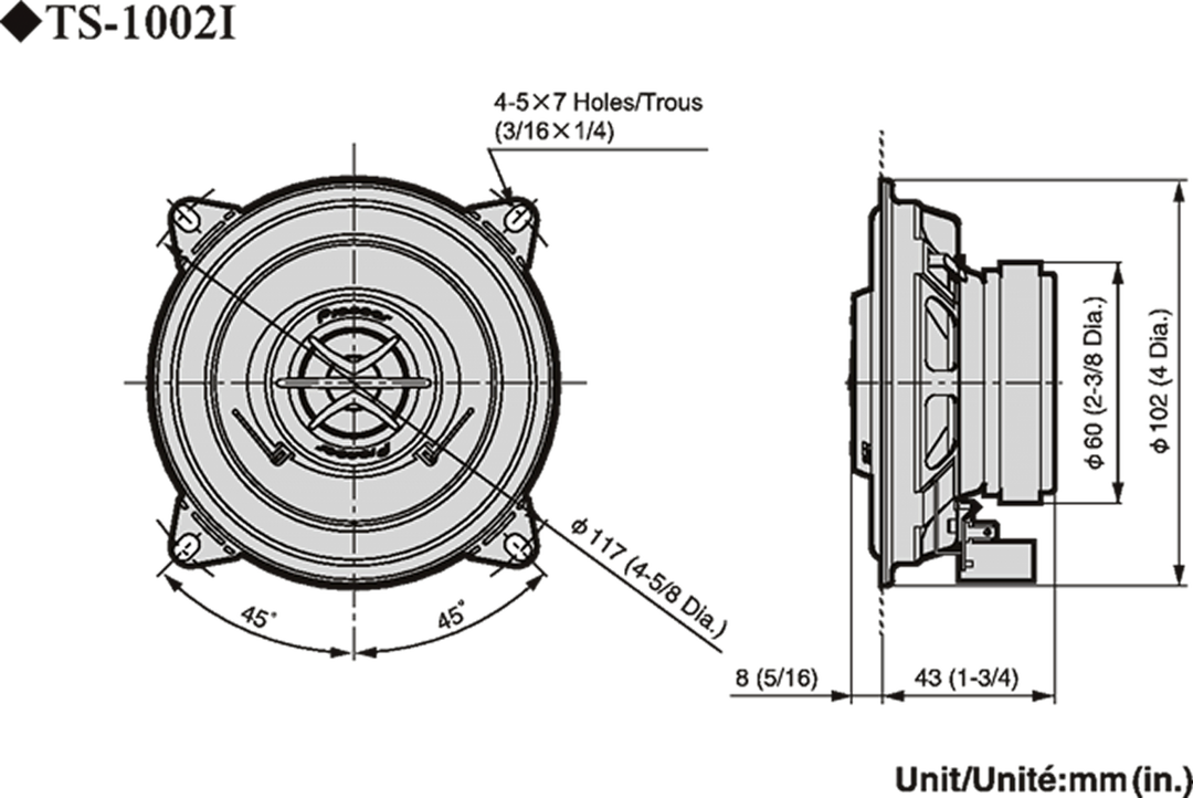 Pioneer TS-1002i Conjunto de Altavoces para Coche (10cm, 4")